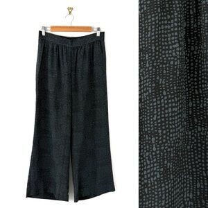 Eileen Fisher Silk Printed Pull-On Pants Grey Sz MP